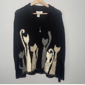 Ladies cold water Creek cat Siamese kitten cardigan sweater size 1X